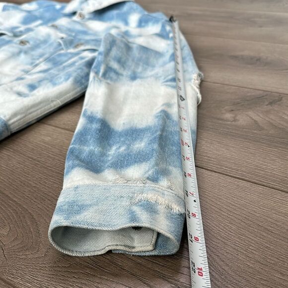 Levi's Made & Crafted Boxy Tie Dyed Denim Trucker Jacket Blue White Size 0 - Picture 9 of 12